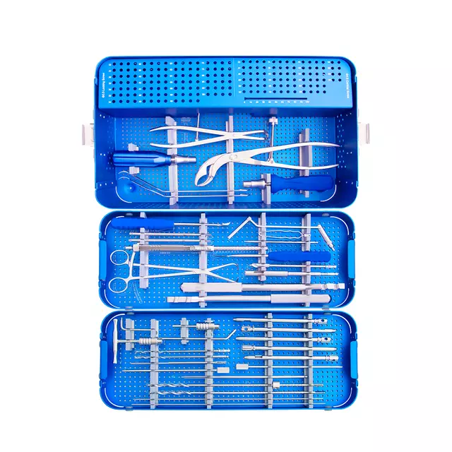 Un juego de instrumentos con placa de bloqueo para fragmentos grandes es un conjunto diseñado para fijar fracturas en huesos como fémur, tibia y húmero. Incluye placas, tornillos y herramientas que permiten una colocación precisa y estable, ayudando a reducir el tiempo quirúrgico y mejorar la recuperación del paciente.